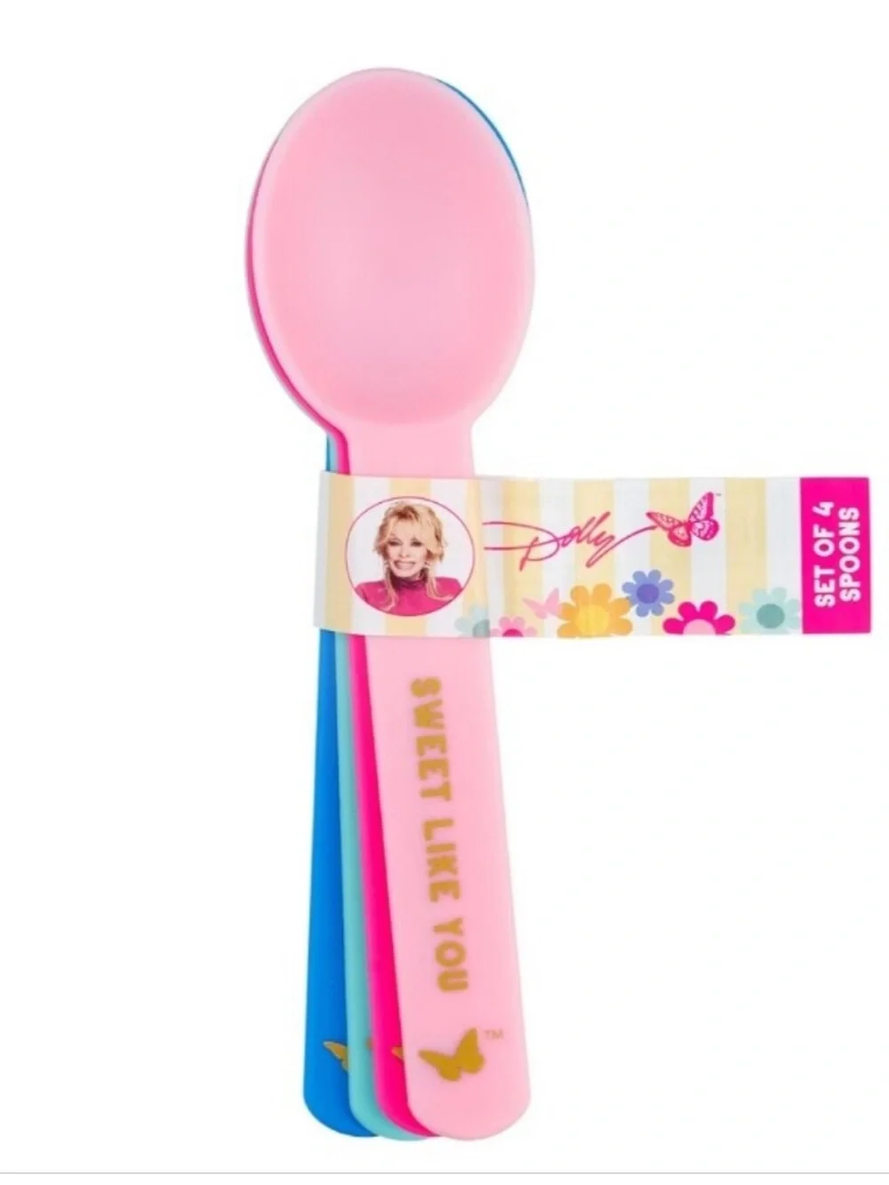 Dolly Sweet Like You Pink & Blue Disposable Party Spoons - Set of 4